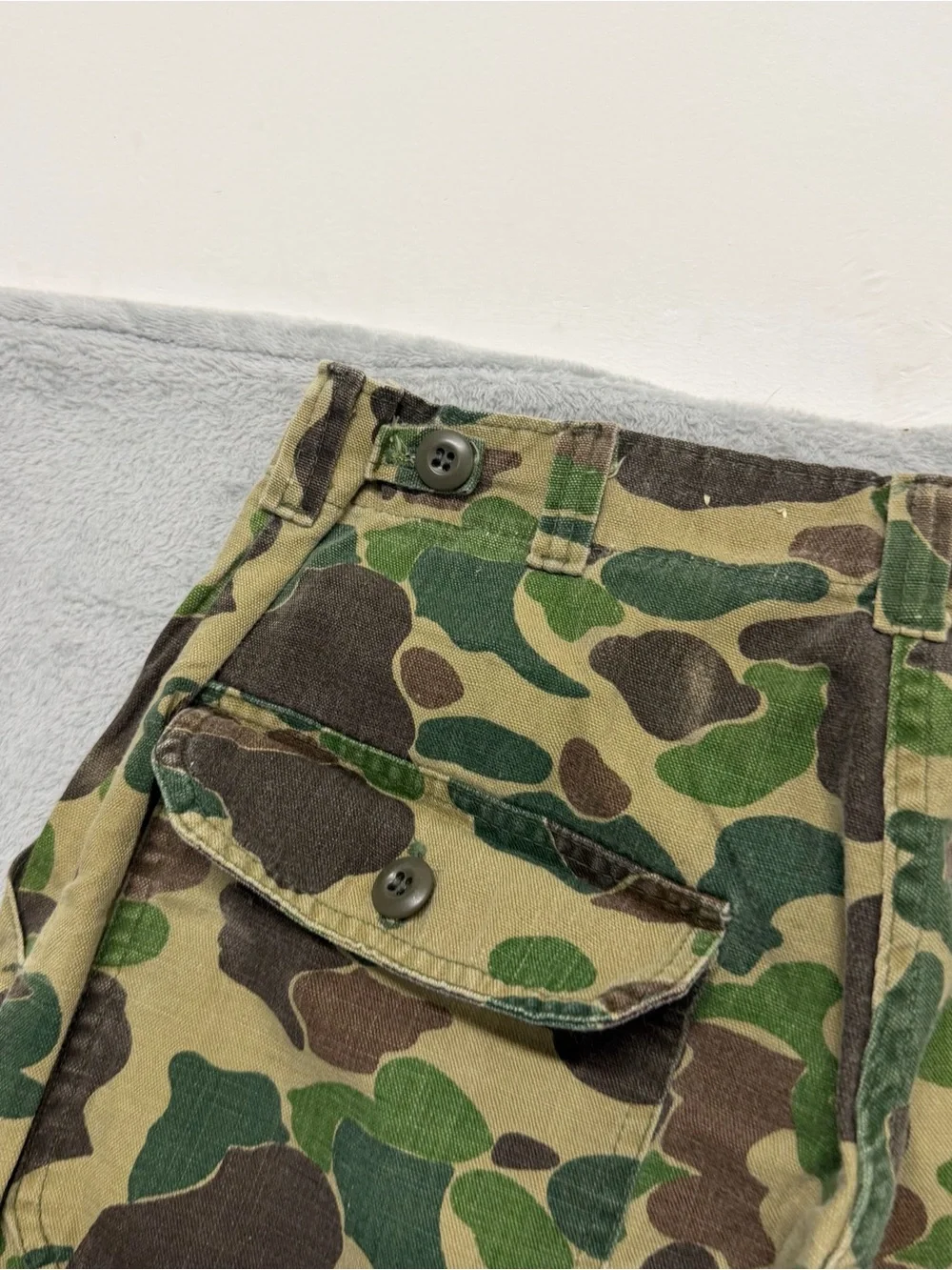 Vintage 60s 70s Duck Hunter Camo Pants Ideal Zip Frogskin Hunting 33x29